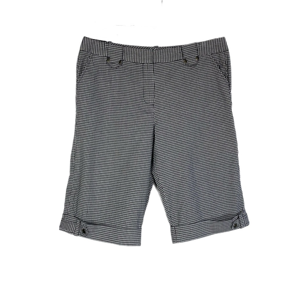 Larry Levine Black White Gingham Bermuda Shorts